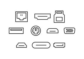 Free Computer Port Line Icon Vector