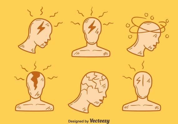 Handdrawn Headache Element Vector