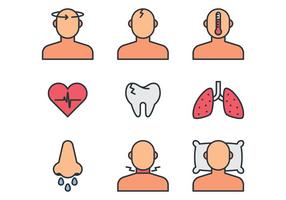 Iconos del síntoma de la enfermedad vector