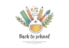 Vector Watercolor Elements with Leaves for Back to School