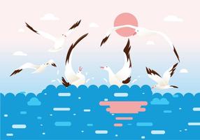 Flock of Albatross Birds Vector