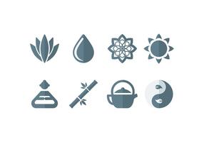 Meditación, yoga, zen, buddha conjunto iconos vector
