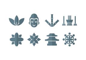 Meditation, yoga, zen, buddha set icons vector