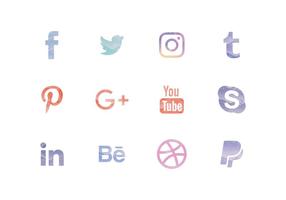 Vector acuarela Social Media Icons Set