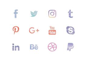 Vector Watercolor Social Media Icons Set