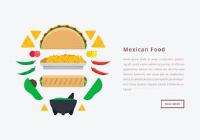 Molcajete Comida Mexicana Tradicional y Herramientas de Molienda. Plantilla Web. vector