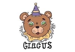 Cute Circus Bear With Green Eyes Vector 