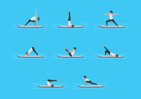 Yoga Workout On Paddleboard Vectors 