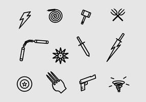 Super Heroes Weapons And Symbol vector