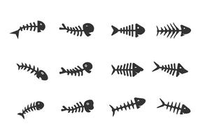 Fishbone set on white background vector