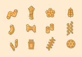 Pasta Varios iconos de Doodle vector