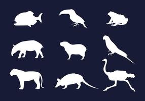 South America Animal Silhouettes vector