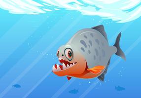 Under Water Piranha Fish Vector 