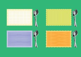 Set of Serviette or Napkin with Fork and Knife on Top View vector