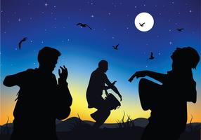Playing Djembe Silhouette Free Vector