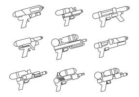 Watergun Line Art set vector