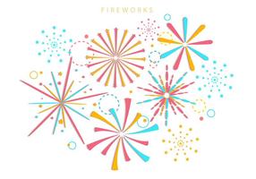 Set Of Fireworks In White Background vector