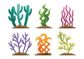 Iconos del vector de la mala hierba del mar