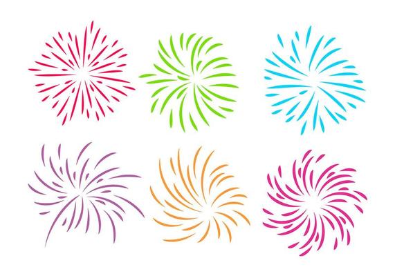 Fireworks White Background Vector 