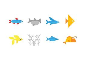 Iconos del vector de la vida marina