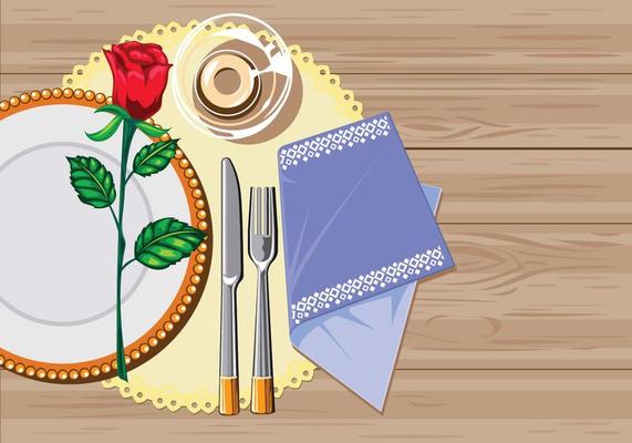 Brown Table white Restaurant Napkin with Knife, Fork and Serviette