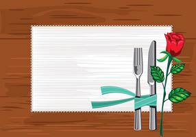 Plantilla Close up de la placa con cuchillos y tenedor y un servilleta sobre la mesa