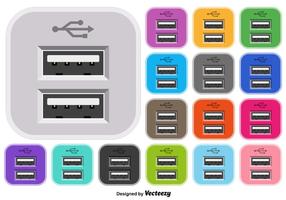 Vector Conjunto De USB Color Icono