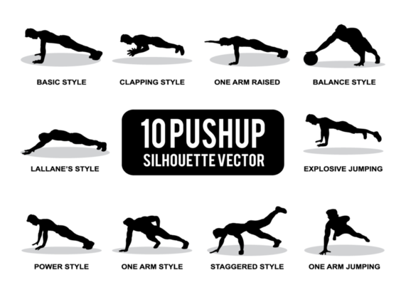 Pushup Silhouettes Vector