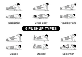 6 tipos de pushup vector