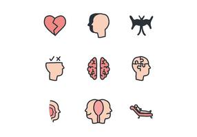 Iconos coloridos de los psicólogos vector