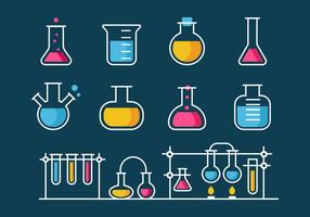 Ciencia y Química Beaker Frasco Icono Línea Estilo Vector