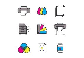 Conjunto de iconos de impresión de pantalla de esquema