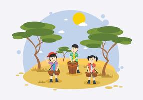 Kids Playing Bongo Background Illustration vector