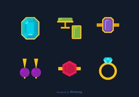 Colorful Luxury Jewelry Flat Vector Icons