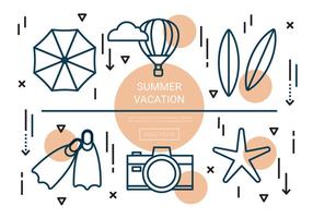 Linear Summer Vacation Vector Elements