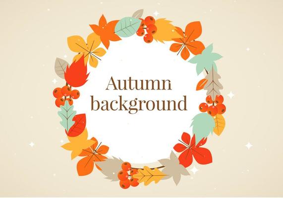 Free Flat Design Vector Autumn Greeting Illustration
