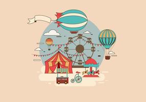 Dirigible Over Theme Park Vector