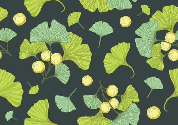 Ginkgo Biloba Seamless Pattern