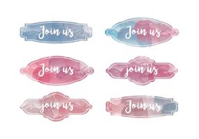 Vector Set of Watercolor Join Us Tags