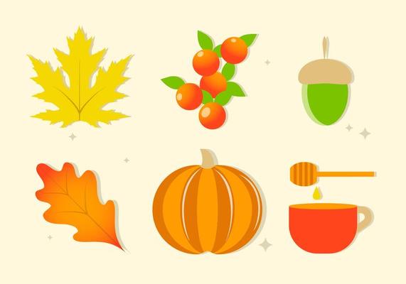 Free Flat Design Vector Autumn Elements and Icons
