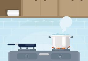 Pot with Boiling Water Illustration vector