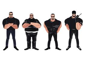 Set of Bouncer with T-shirt and Sunglasses Vectors 