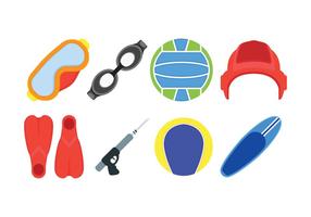 Water sport related set icons vector