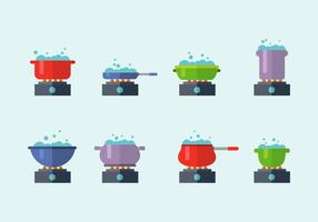 Boiling Water in Different Pot Vector