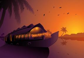 Alappuzha Houseboats Kerala Silhouette Free Vector