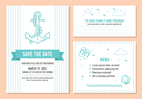 Beach Wedding Invitation Card Vector 