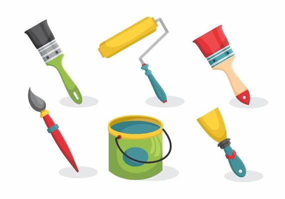 Bricolage Wall Painting Equipment Vector Pack