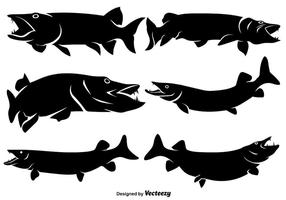 Vector Flat Muskie IconsSilhouettes