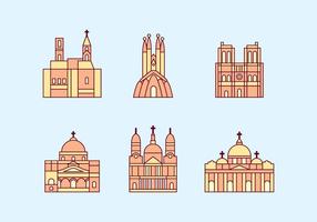 Flat Red Abbey Icon vector