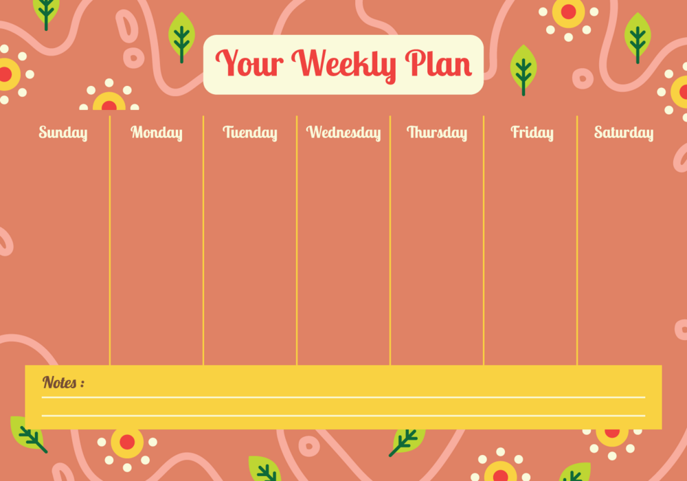 Weekly Calendar Vector Art, Icons, and Graphics for Free Download